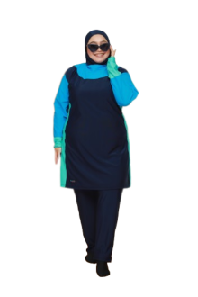 Baju Renang Loose Muslimah - DR 02 (Plain Green Blue)